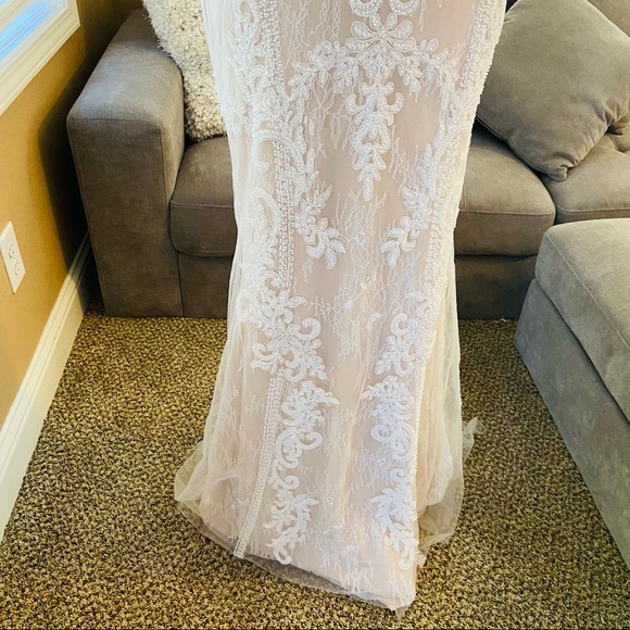 NWOT Lulus Promised Love White Beaded Lace Off-the-Shoulder Maxi Dress - Picture 13 of 16